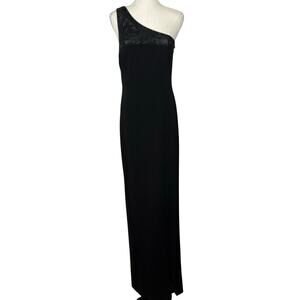 Jay Godfrey Sacramento Beaded One Shoulder Black Long Dress Womens Size 8